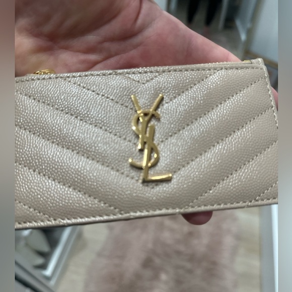 YSL Monogram Small Ziptop Card Case in Grained Leather - Picture 2 of 4